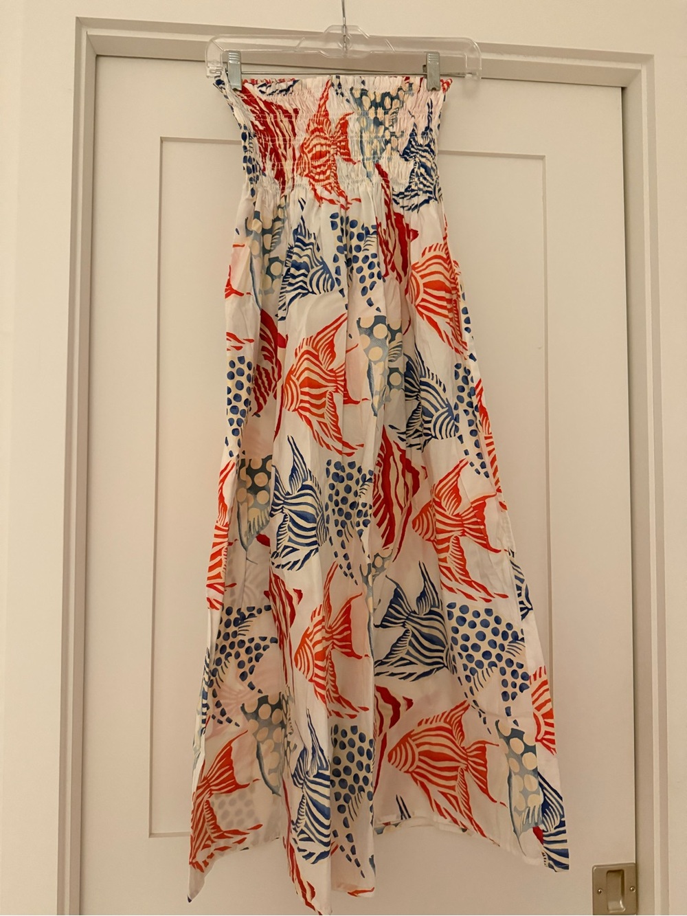 Loft tropical fish shirred-waist maxi skirt